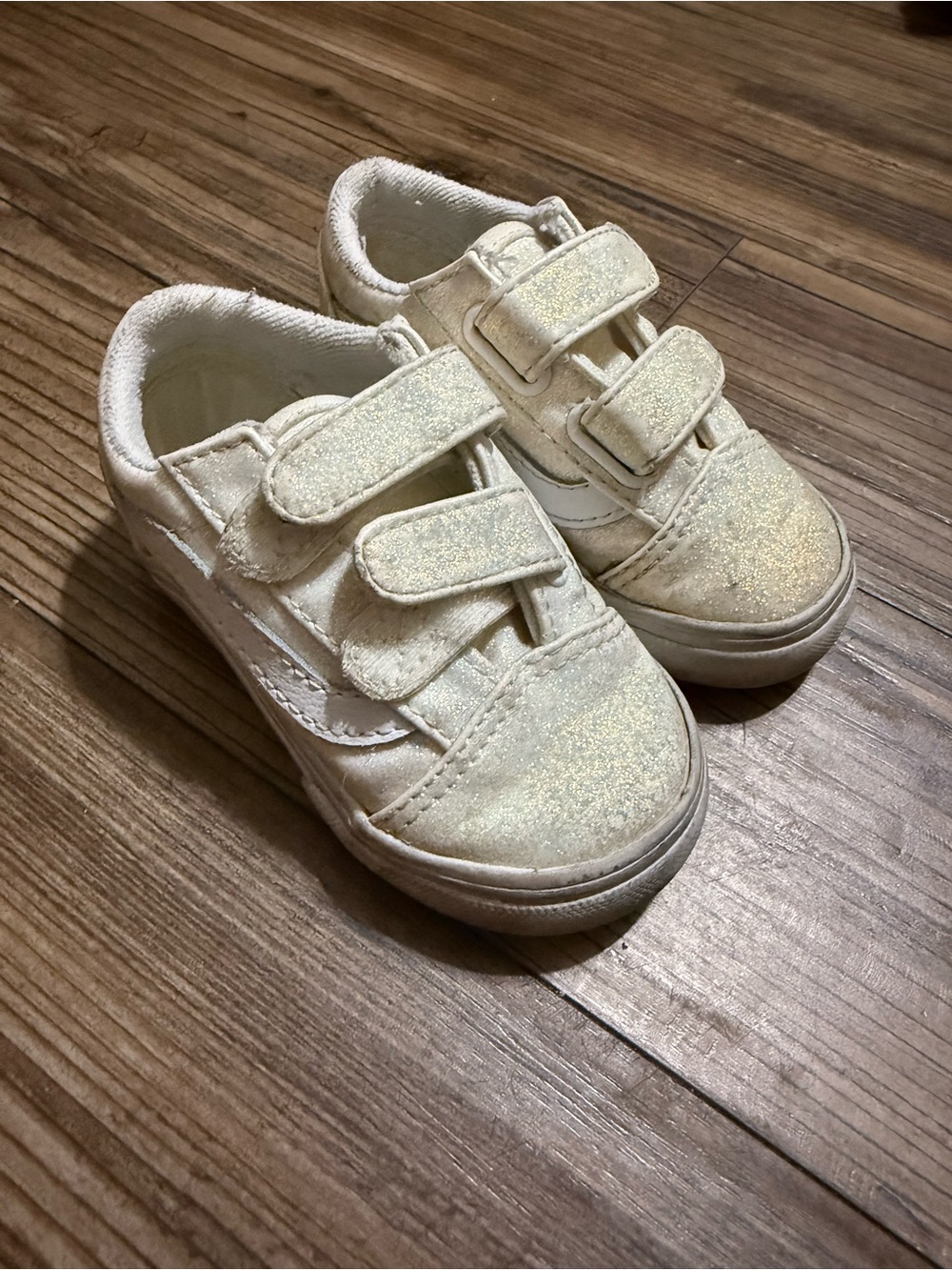 Vans Kids Glitter Velcro Sneakers - Cream/White